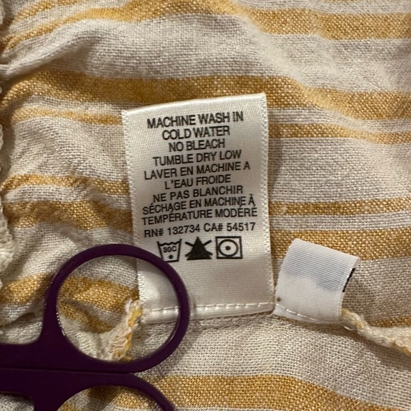 Cloth & Stone Anthropologie Yellow Striped Strapless frayed edge mini Dress Sz S - Picture 6 of 8